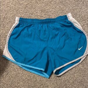 Nike Blue and White Athletic Shorts with Elastic Waistband